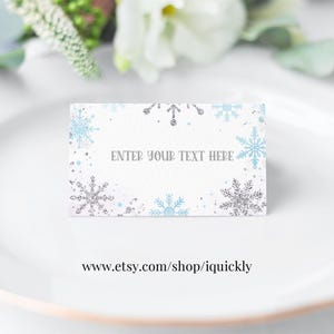 Etiquetas de comida EDITABLE Winter Onederland Etiqueta de buffet de copo de nieve Tarjeta de tienda Etiquetas de comida Tarjetas de lugar Tarjeta de mesa NIÑO Descarga instantánea Winter17