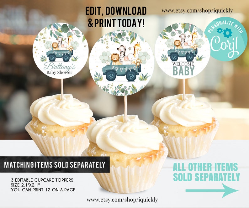 Editable Drive by Baby Shower Favor Tag Safari Animal Drive Through Gift Tag Drive-By Baby shower Thank you tags Parade Instant Download image 6