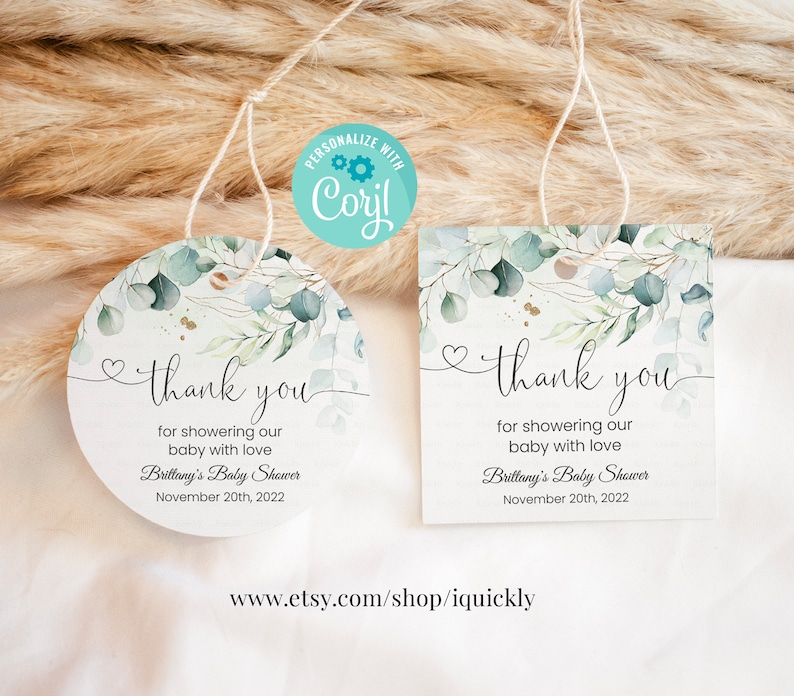 Editable Eucalyptus Greenery Baby Shower Favors Eucalyptus Etsy