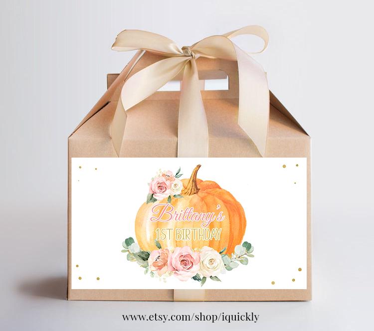 EDITABLE Pumpkin 1st Birthday Invitation Floral Pink and Gold Girl ...