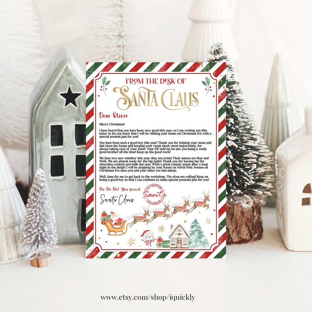 Editable Personalized Letter From Santa Claus From the Desk of Santa ...