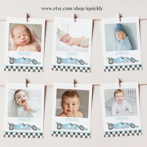 Editable Fast one First Birthday Monthly Photo Banner Race car First Year Racing car Printable 1st Birthday Racecar Photo Download FA06