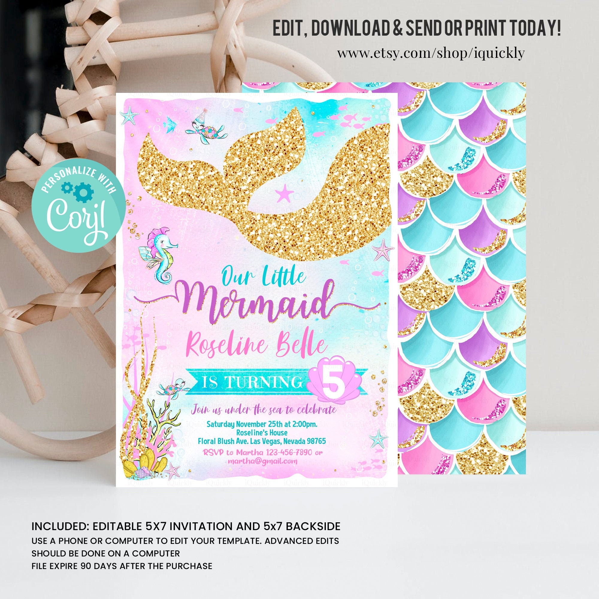 editable-mermaid-birthday-invitation-mermaid-invite-under-the-sea-birthday-party-printable-template-digital-instant-download-etsy