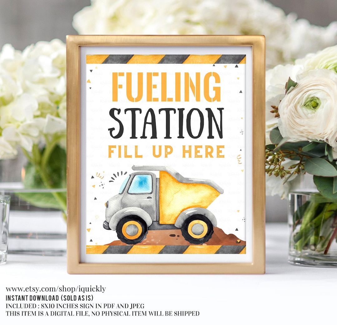 Construction Party Sign, Fueling Station Sign, Construction Table Sign ...