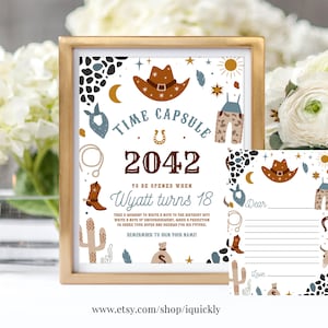 EDITIERBARE My First Rodeo Time Capsule Zeichen Notiz Karte Cowboy First Birthday Wild West Party 1. Geburtstag Instant download Vorlage Printable