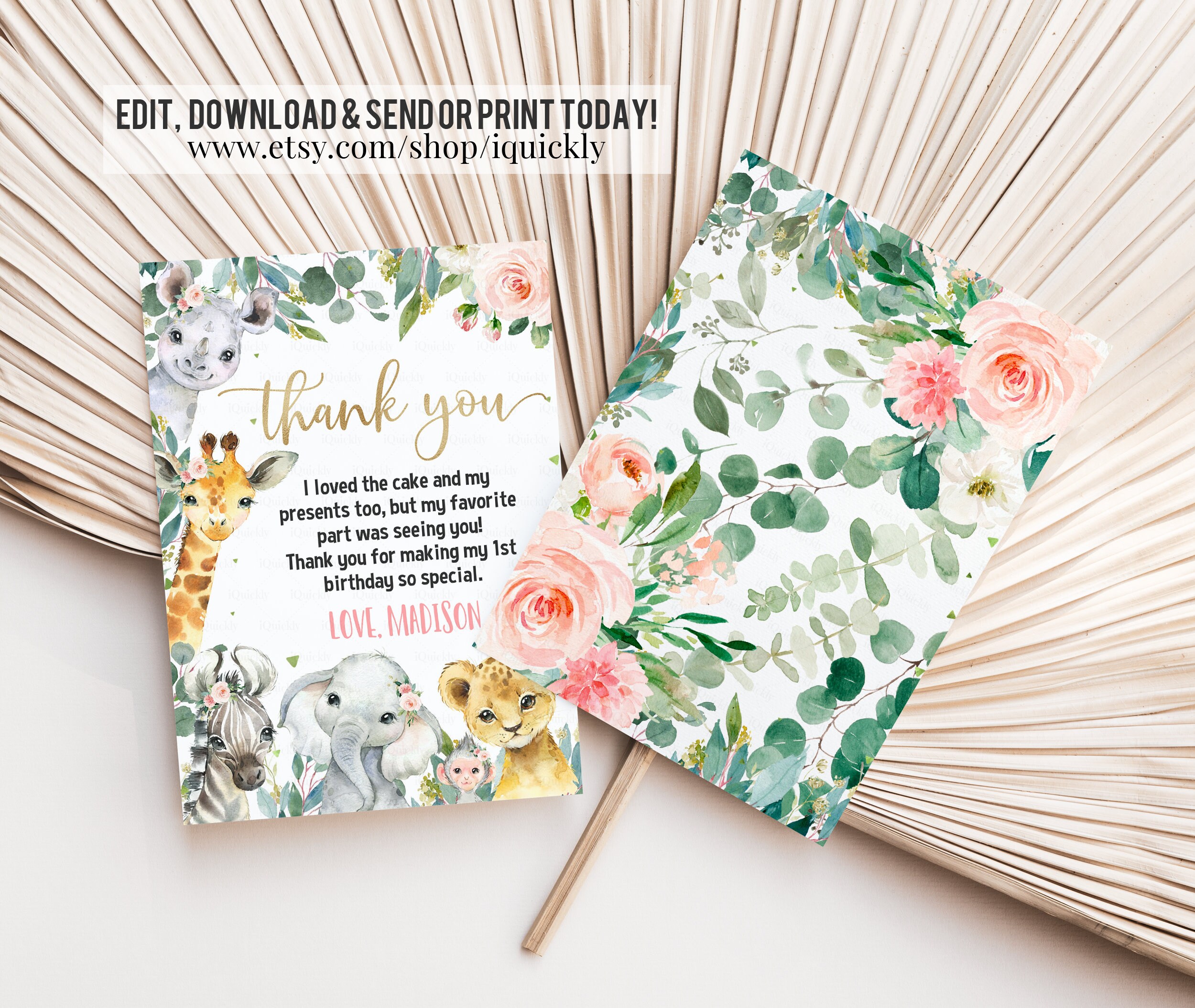 Kids' Personalised Jungle Birthday Thank You Card - View #8