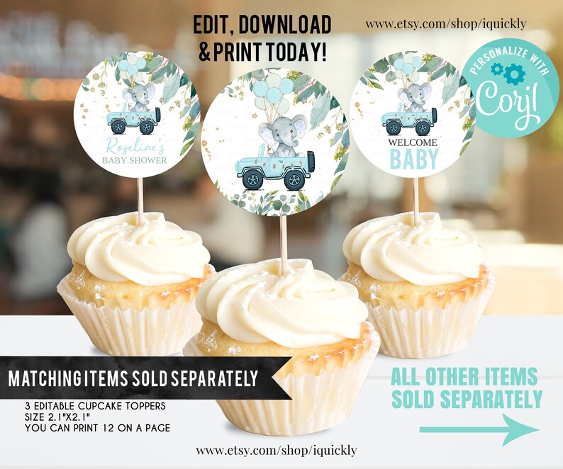 Editable Drive by Baby Shower Favor Tag Elephant Drive Through Etsy
