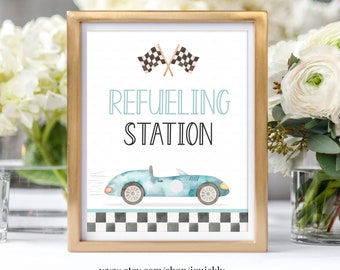 Fueling Station Party Sign Race Car 2nd Birthday Two Fast Table sign Race Car Party Two Fast Birthday Party Decor Instant Download FA01