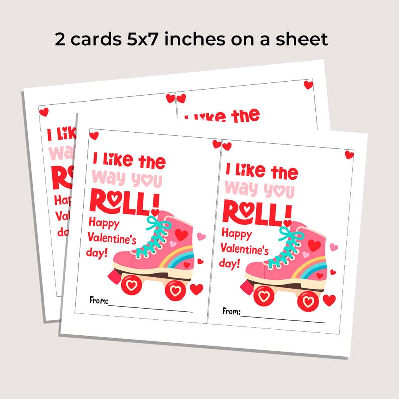 Roller Skate Treat Valentine's Day Card I Like the Way You Roll Kids ...