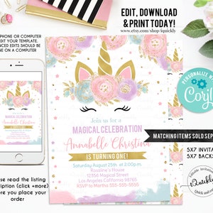 EDITABLE Unicorn Time Capsule Matching Note Cards, First Birthday ...