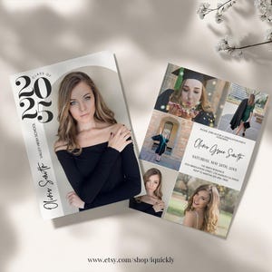 Class of 2025 Editable Graduation Invitation Announcement Grad Party Invite College High School Digital Invitations Minimalist Template