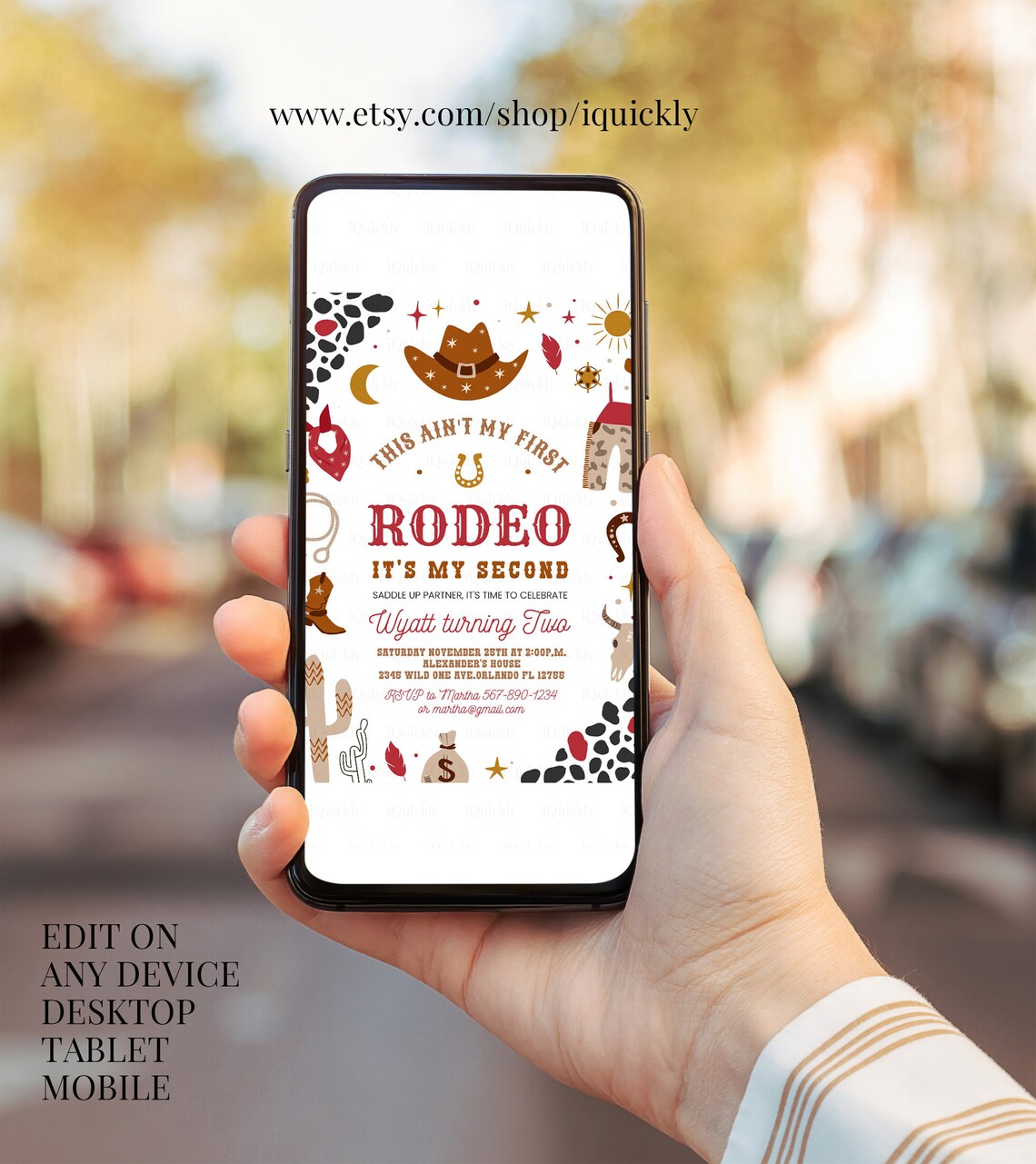 Editable My Second Rodeo Invitation Cowboy Birthday Invite Wild West ...