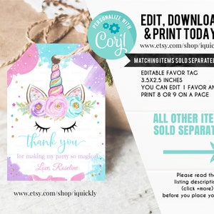 EDITABLE Unicorn Banner, Happy Birthday Banner, Printable 1st Birthday buting banner, Baby Shower Template, Boho Girl, Instant download image 5