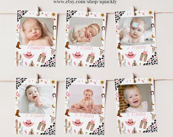 My First Rodeo Monthly photo Banner Editable Cowgirl Birthday Banner Wild West Cowgirl 1st Rodeo Southwestern Ranch Template Digital  R103