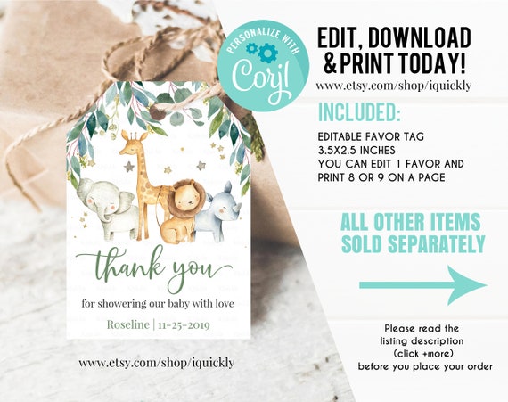 etsy baby shower favor tags