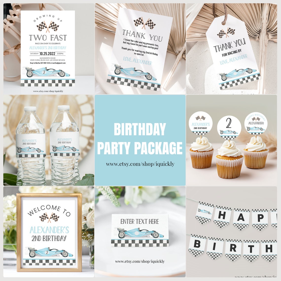 Fast Tag Card Frame Editable TWO Fast Birthday Favor Tags Race Car 2nd Birthday Thank You ...