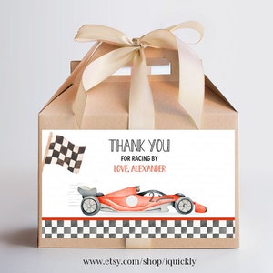 Editable Two fast Birthday Party favor, Box Label Printables Racecar Party gift box labels Racing car vintage Templates Instant dowload FA02