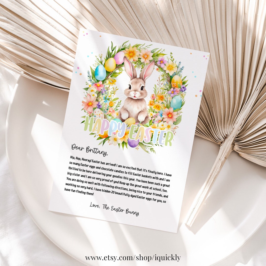 Easter Bunny Letter Return Editable From the Desk of Easter Letter Kids ...