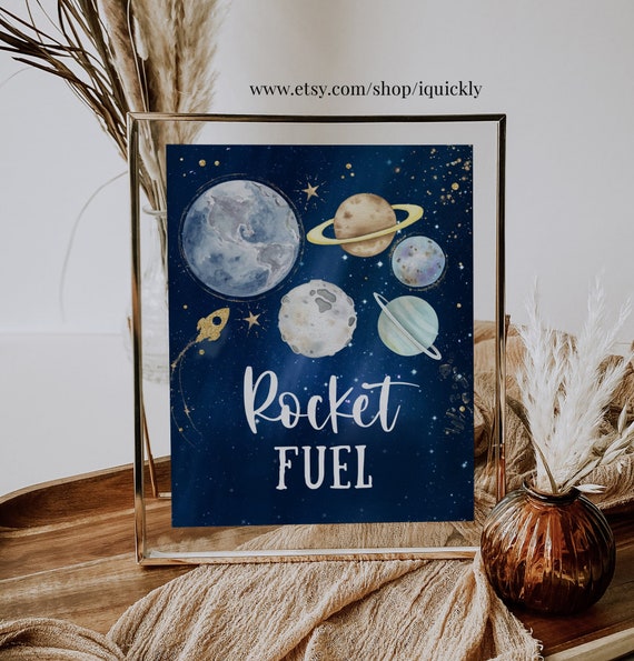 Rocket Fuel Space Party Sign Outer Space Birthday Sign Galaxy Party ...