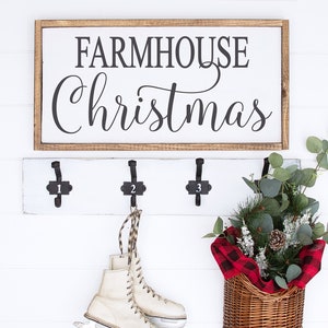 Hand Painted Farmhouse Christmas Wood Sign: Rustic Holiday Decor