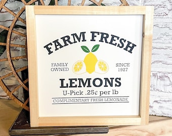 Farm Fresh Lemons Wood Sign: Rustic Farmhouse Decor