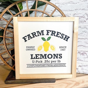 Farm Fresh Lemons Wood Sign, Farmhouse Sign, Rustic Home Decor, Signs for Home