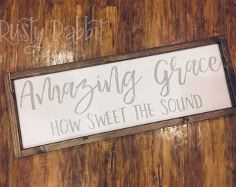 Hand-Painted Grace Wood Sign, Rustic Farmhouse Decor