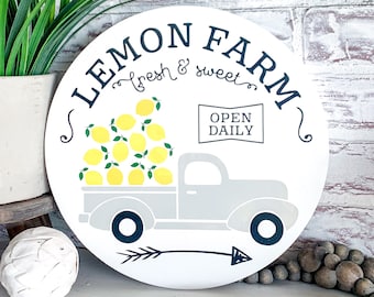 Lemon Farm Vintage Truck Wood Sign: Rustic Farmhouse Decor