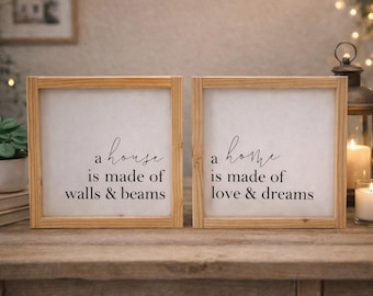 Farmhouse Wood Sign: House & Home Hopes and Dreams Decor