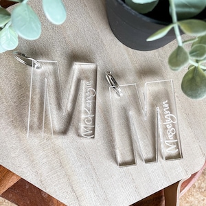 Initial Acrylic Keychain, Personalized Keychain, Laser Engraved Keychain