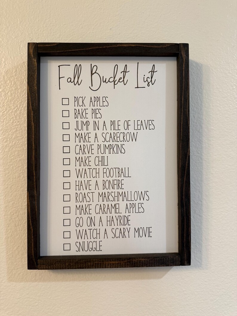 Fall Bucket List Wood Sign: Rustic Farmhouse Decor image 4