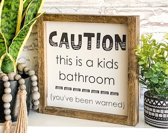 Hand Painted Kids Bathroom Wood Sign: Farmhouse Decor