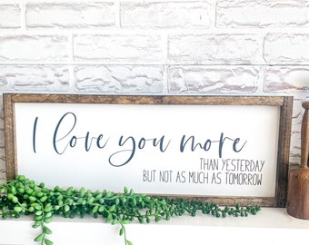 desk sign I LOVE YOU rustic distressed wood sign home decor I heart you sign 