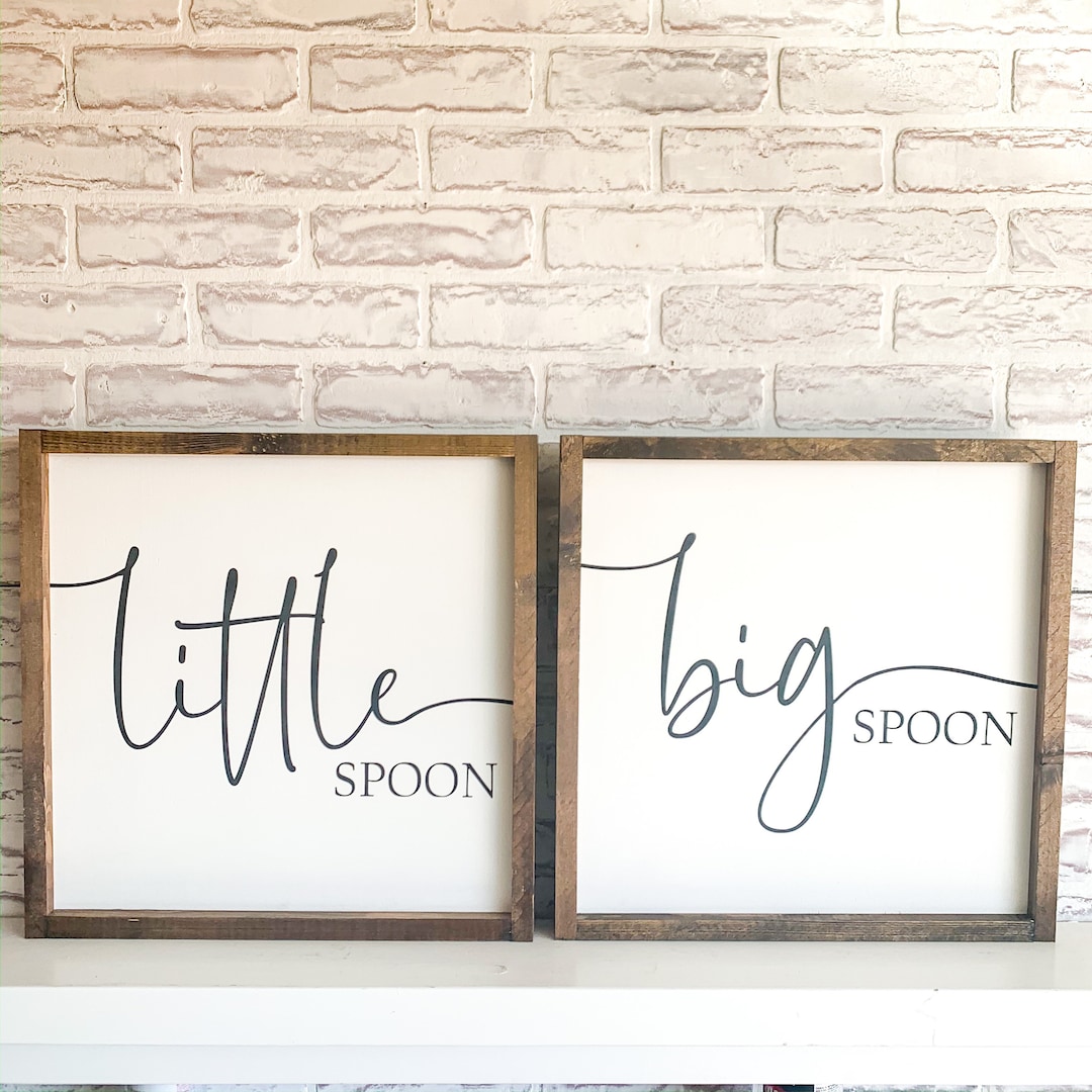 Mini Spoons Sign Little Spoon Big Spoon Wood Sign, Farmhouse Sign, Rustic Home Decor ...