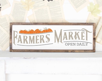 Hand Painted Farmers Market Wood Sign: Rustic Farmhouse Decor