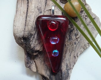 Fused Glass Pendant with Dichroic Drops