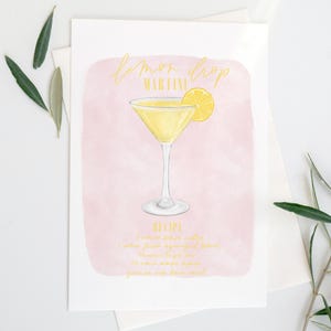 Lemon Drop Martini Watercolor Print