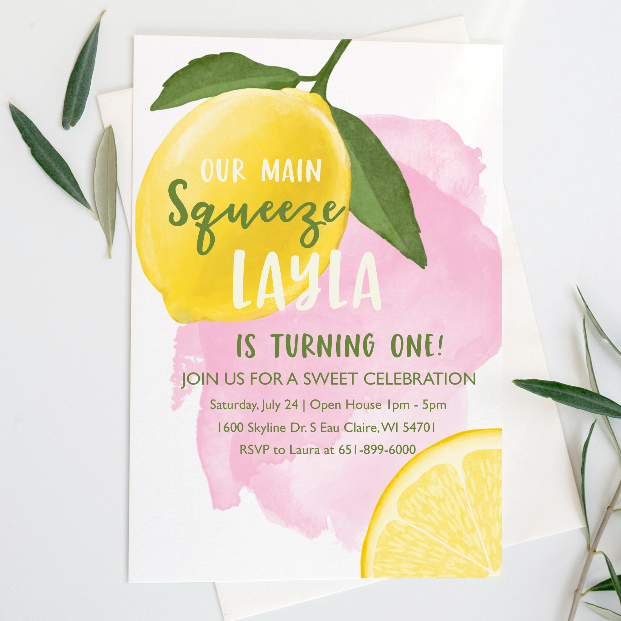 Lemon Themed Birthday Invitation Customized Etsy