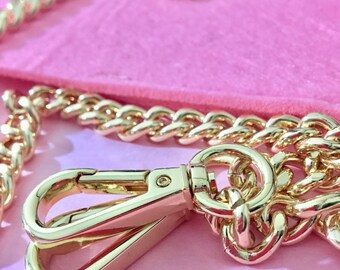 Purse Chain Large Gold Curb - (10mm) Width For Handbag/Purse Strap - Style Your Clasp & Length