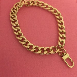 Purse Chain Wristlet Strap Gold For Women Handbag - Wristlet Size Width (12mm) Light Curb - Select Size & Clasp