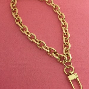 Correa de cadena para bolso de mano dorada (11 mm) con corte de diamante estilo rolo / Correa de cadena para bolso de mano pesada / Correa de cadena para bolso de mano dorada