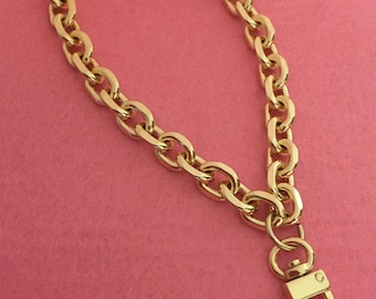 FERIAL ROSE Gold Wristlet Chain (11mm) For Luxury Handbags Rolo Diamond Cut Style Heavy Wristlet Chain Strap