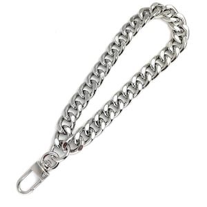 Purse Chain Wristlet Strap Silver For Women Handbag - Wristlet Size Width (12mm) Light Curb - Select Size & Clasp