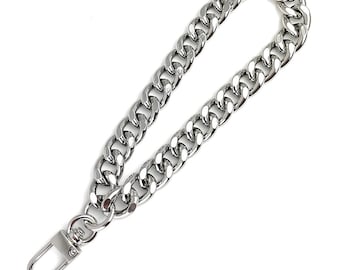 Purse Chain Wristlet Strap Silver For Women Handbag - Wristlet Size Width (12mm) Light Curb - Select Size & Clasp