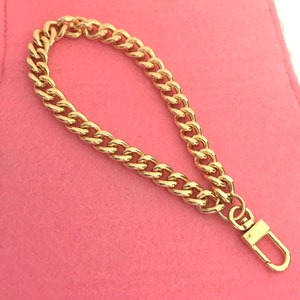 Pulsera de cadena de oro (10 mm) Cadena de pulsera resistente y pesada para bolso / Correa de cadena de pulsera dorada para bolso - ELEGIR TALLA