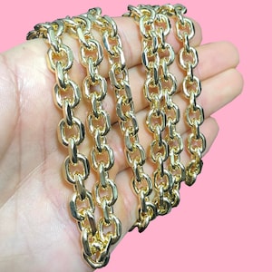 9mm Purse Chain Gold Rolo Dashing Mini 9mm Crossbody Chain | Shoulder Bag Chain Strap | Diamond Cut Purse Chain Replacement Strap - Polished