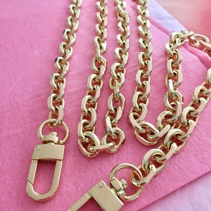 Purse Chain Gold Rolo Shoulder Strap Crossbody Replacement Chain For Handbag Bag Chain Strap Polished  - (11mm) Wide - CHOOSE CLASP