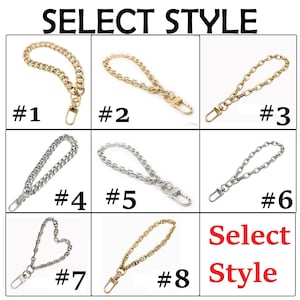 Cadena de pulsera para bolso pequeño Correa de pulsera para bolso de mujer / Correa de cadena de muñeca / Correa de pulsera de cadena dorada para bolso - Elija el estilo