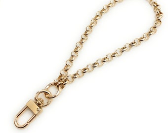 Chain Wristlet Strap Gold (7mm) O Chain Design For Women's Handbag