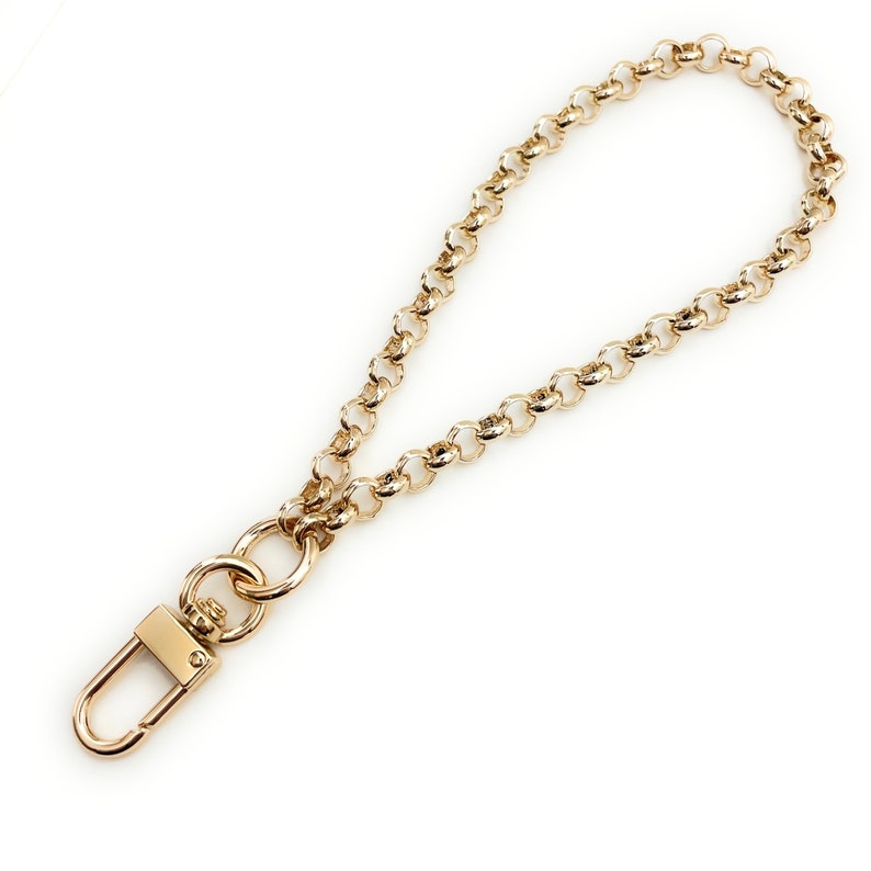 Chain Wristlet Strap Gold 7mm O Chain Design For Women's Handbag image 1